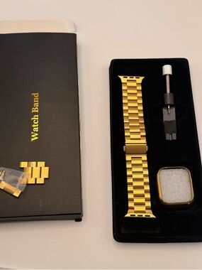 Apple Watch Gold Stainless Steel Band, case protector, 42/44/46mm